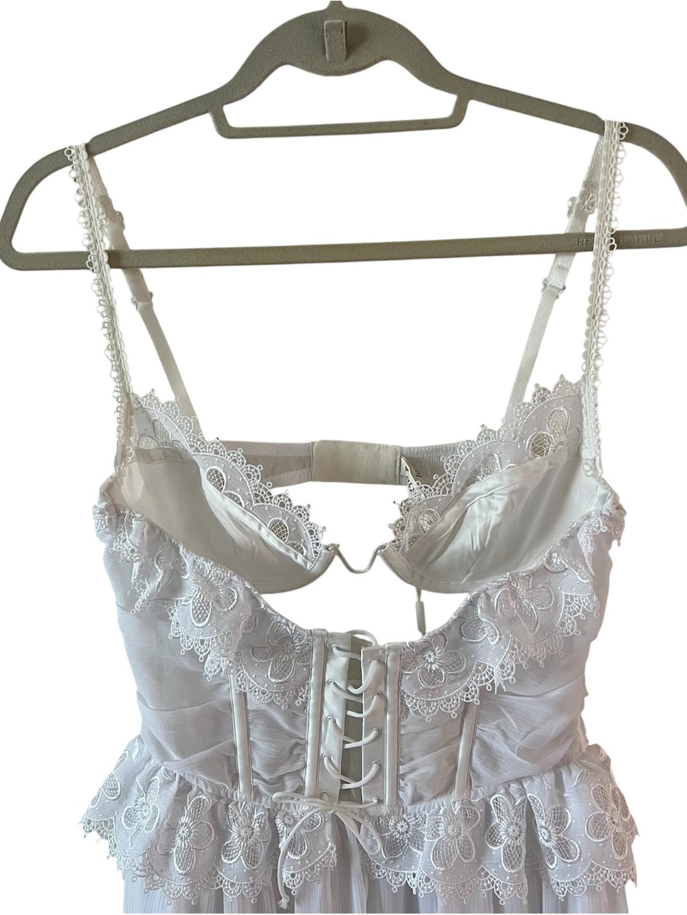 For Love & Lemons Farmhouse Lace Slip Mini Dress White Corset Bodice NWT Medium - Picture 8 of 14